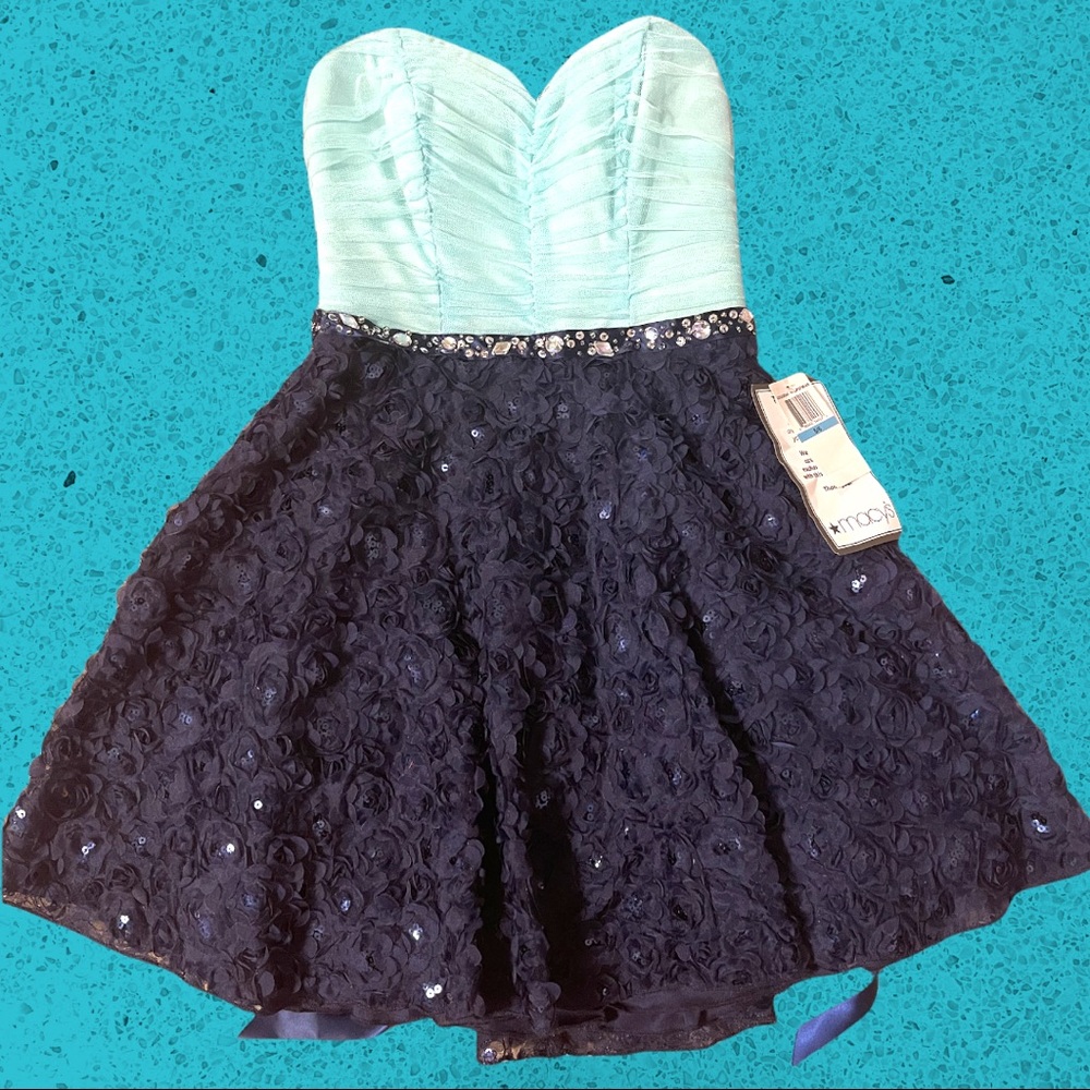 NWT B. Darlin Sequin Flower Embroidered Tulle Dress - Juniors Size 5/6